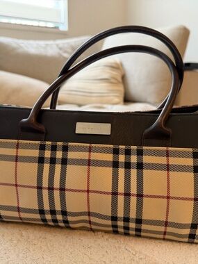 Burberry Beige Plaid Tote